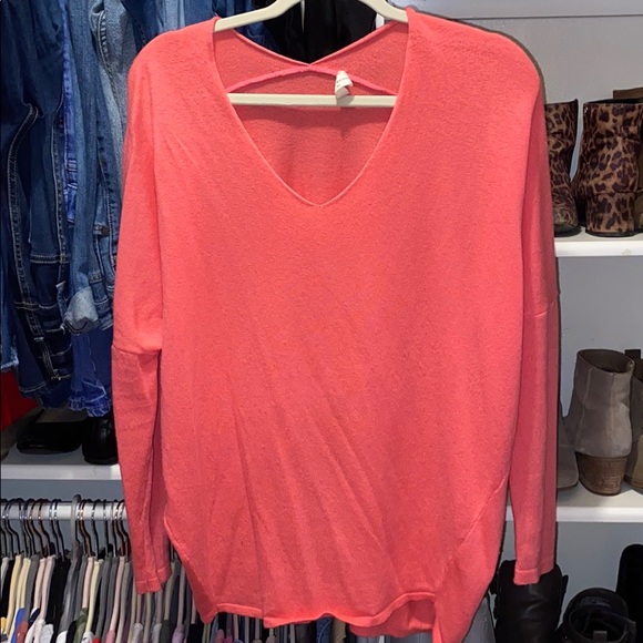 Coral V-Neck Sweater - Picture 1 of 3